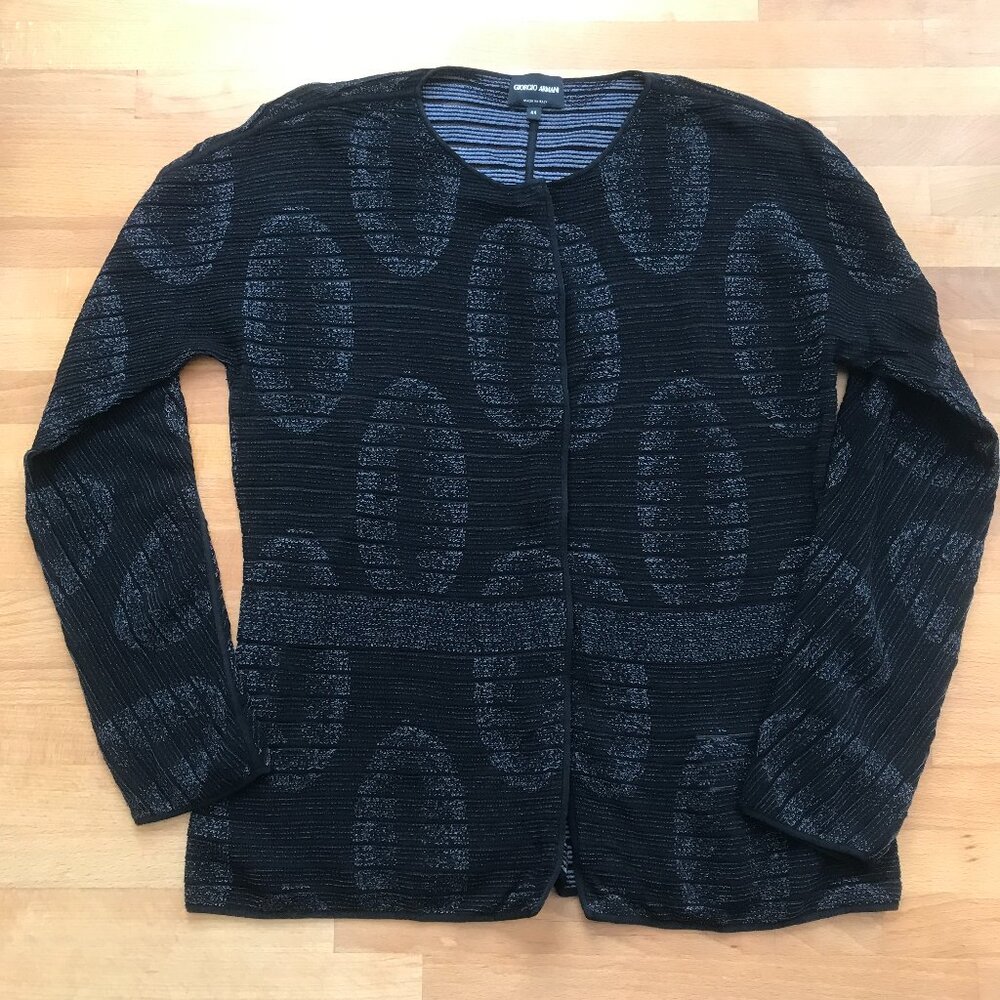 Giorgio Armani Black Textured Cardigan Size 44